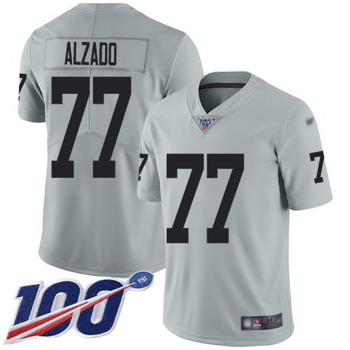 Men Oakland Raiders Limited Silver Lyle Alzado Jersey NFL Football #77 100th Season Inverted Legend Jersey